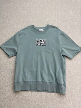 Topman Dream Scape sage green short sleeve sweatshirt Size L